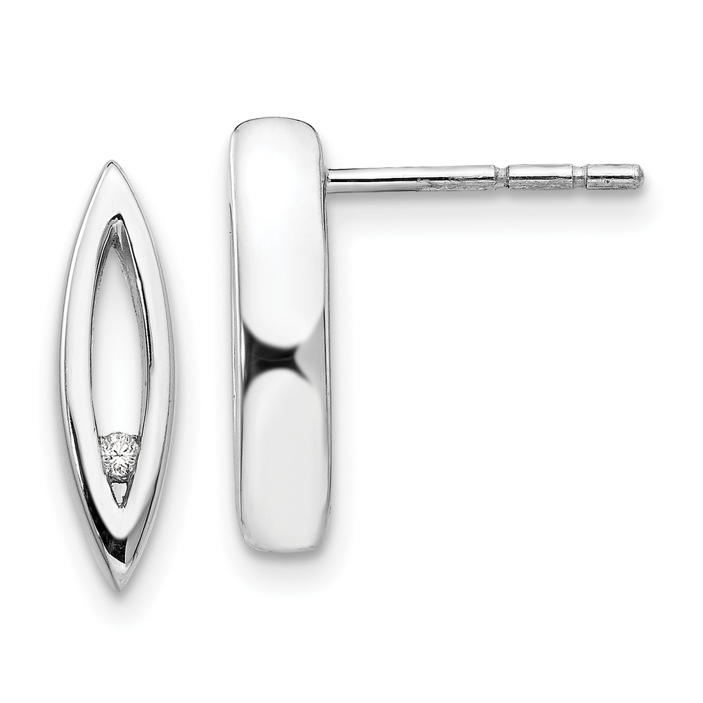 925 Sterling Silver Rhodium-plated Diamond Post Earrings